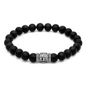 Family Tree Women Bracelet with Black Onyx Stones [Silver]