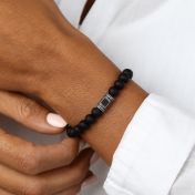 Bracelet Onyx Noir Avec Nano Bible pour Femme