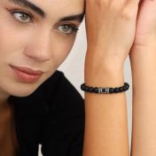 Bracelet Onyx Noir Avec Nano Bible pour Femme