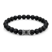 Bracelet Onyx Noir Avec Nano Bible pour Femme