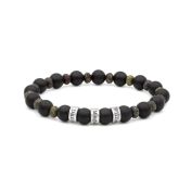 Bracelet Prénom en Onyx et Jaspe Sanguin - Argent 925