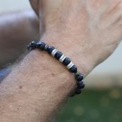 Bracelet Prénom en Onyx et Jaspe Sanguin - Argent 925