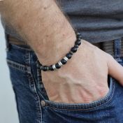 Bracelet Prénom en Onyx et Jaspe Sanguin - Argent 925