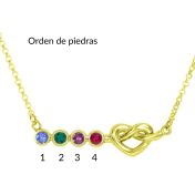 Collar de Piedras de Nacimiento Lazos de Corazón [Baño de Oro 18 ct]