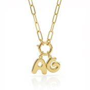 Bubble Initial Charm Necklace [18K Gold Plated]