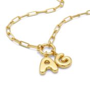 Bubble Initial Charm Necklace [18K Gold Plated]