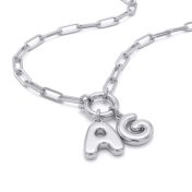 Bubble Initial Charm Necklace [Silver]