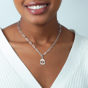 Cancer Necklace - Zodiac Sign with Paperclip Chain [Sterling Silver]