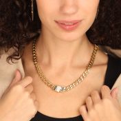 Pave Bedel Cubaanse Naam Ketting [18K Goud Verguld]
