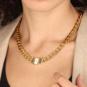 Pave Bedel Cubaanse Naam Ketting [18K Goud Verguld]