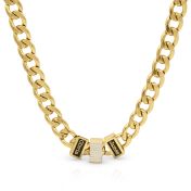Pave Bedel Cubaanse Naam Ketting [18K Goud Verguld]