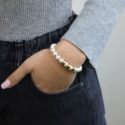Pulsera de Perlas con Esferas Grabadas con Nombre [Bañada en Oro de 18K]