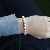 Pulsera de Perlas con Esferas Grabadas con Nombre [Bañada en Oro de 18K]