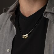 Personalisierte Schwarze Kubanische Kette mit Nano Bibel [750er Gold Vermeil]