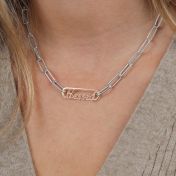 Namenskette im Paperclip Design [Sterlingsilber / 750er rosévergoldeter Anhänger]