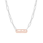 Namenskette im Paperclip Design [Sterlingsilber / 750er rosévergoldeter Anhänger]