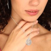 Personalized Snowflake Circle Necklace [Sterling Silver]
