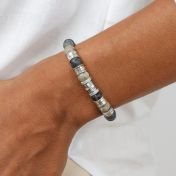 Bracciale da Donna con Croce e Nome con Pietre di Diaspro di Picasso [Argento 925]