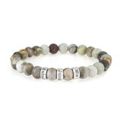 Bracelet Jaspe Picasso Avec Prénoms pour Femme [Argent 925]