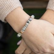 Bracelet Jaspe Picasso Avec Prénoms pour Femme [Argent 925]