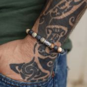 Bracelet Jaspe Picasso avec Boussole pour Homme
