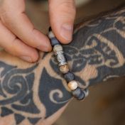 Bracelet Jaspe Picasso avec Boussole pour Homme