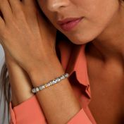 Bracciale con Ciondolo in Diaspro di Picasso da Donna - Cristallo nero [Argento 925]