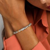 Bracciale con Ciondolo in Diaspro di Picasso da Donna - Cristallo nero [Argento 925]