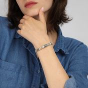 Picasso Jaspis Hamsa Armband mit Gravur für Damen [Sterlingsilber]