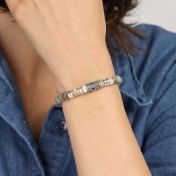 Picasso Jaspis Hamsa Armband mit Gravur für Damen [Sterlingsilber]