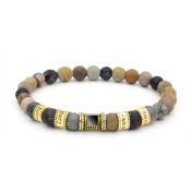 Herrenarmband aus Picasso Jasper mit Nano-Bibel - 750er Gold Vermeil
