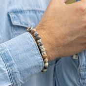 Bracelet Jaspe Picasso avec Prénoms pour Homme [Argent 925]