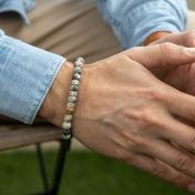 Bracelet Jaspe Picasso avec Prénoms pour Homme [Argent 925]