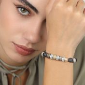 Bracelet Jaspe Picasso Avec Prénoms pour Femme [Argent 925]