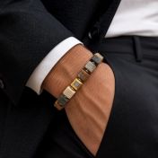Picasso Jasper & Hematite Men Bracelet with Nano Bible [18K Gold Vermeil]
