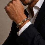 Picasso Jasper & Hematite Men Bracelet with Nano Bible [18K Gold Vermeil]