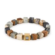 Picasso Jasper & Hematite Men Bracelet with Nano Bible [18K Gold Vermeil]