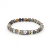 Picasso Jaspis Tulp Bloem Vrouwen Naam Armband Met Diamant [Sterling Zilver]