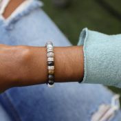 Bracelet Jaspe Picasso Avec Prénoms pour Femme [Argent 925]