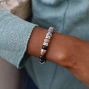 Bracelet Jaspe Picasso Avec Prénoms pour Femme [Argent 925]