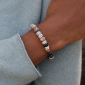 Bracelet Jaspe Picasso Avec Prénoms pour Femme [Argent 925]
