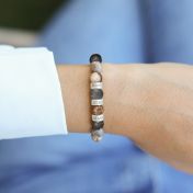 Bracelet Jaspe Picasso Avec Prénoms pour Femme [Argent 925]