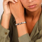 Bracelet Jaspe Picasso Avec Prénoms pour Femme [Argent 925]
