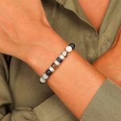 Bracelet Jaspe Picasso Avec Prénoms pour Femme [Argent 925]