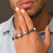 Bracelet Picasso Jaspe Prénoms avec Diamants Noirs 0.20 ct pour Homme