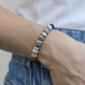 Bracelet Jaspe Picasso Avec Prénoms pour Femme [Argent 925]