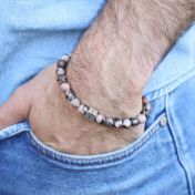 Bracciale Classico da Uomo in Diaspro Rosa - Argento 925