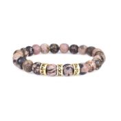 Armband aus pinkem Jaspis mit Gravur für Damen [750er Gold Vermeil]
