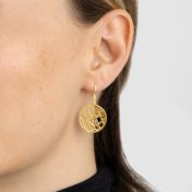 Memories Circle Map Earrings [18K Gold Plated]