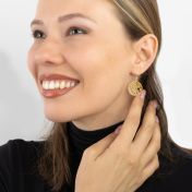 Memories Circle Map Earrings [18K Gold Plated]